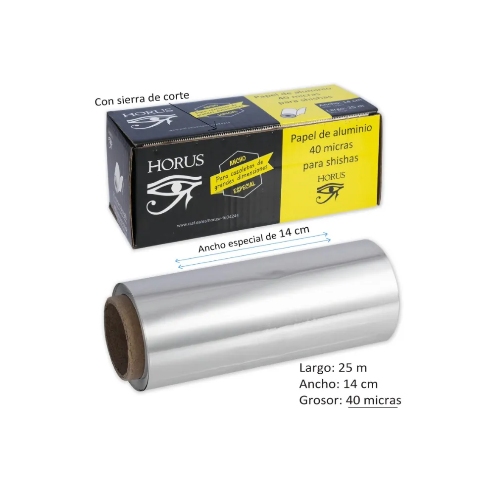 [6466] PAPEL ALUMINIO HORUS 25M 40 MICRAS 14CM  C1