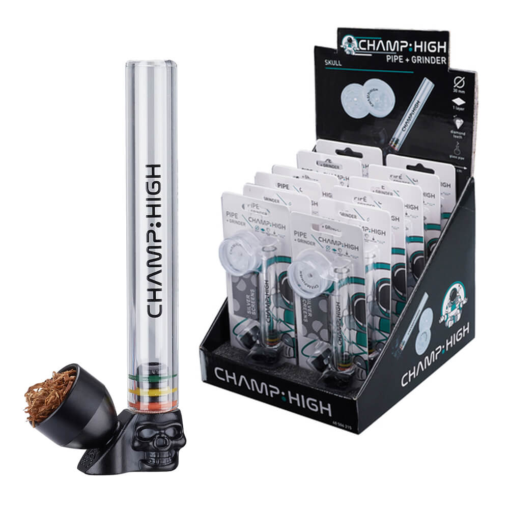 [506215] PIPA CHAMP HIGH SKULL GLASS + GRINDER C12