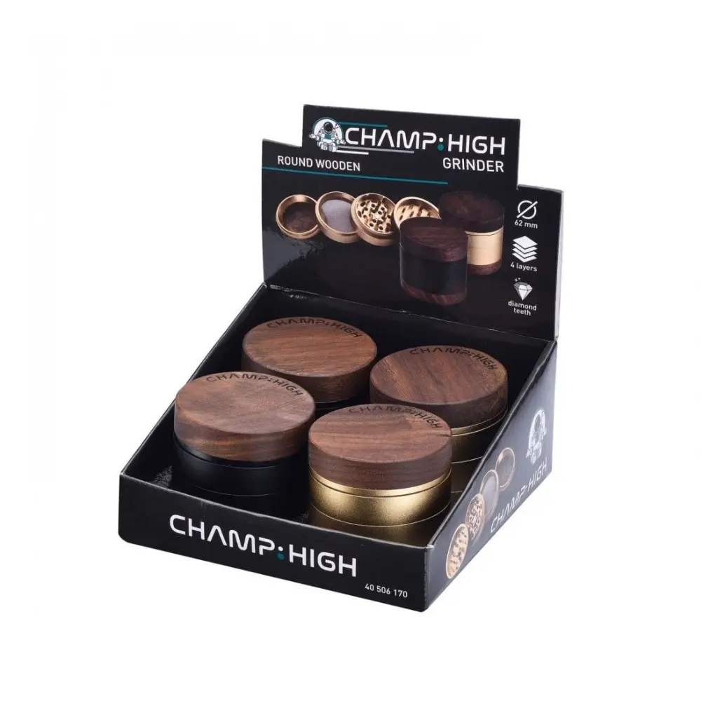 [506170] GRINDER CHAMP HIGH 62MM ROUND WOODEN C4