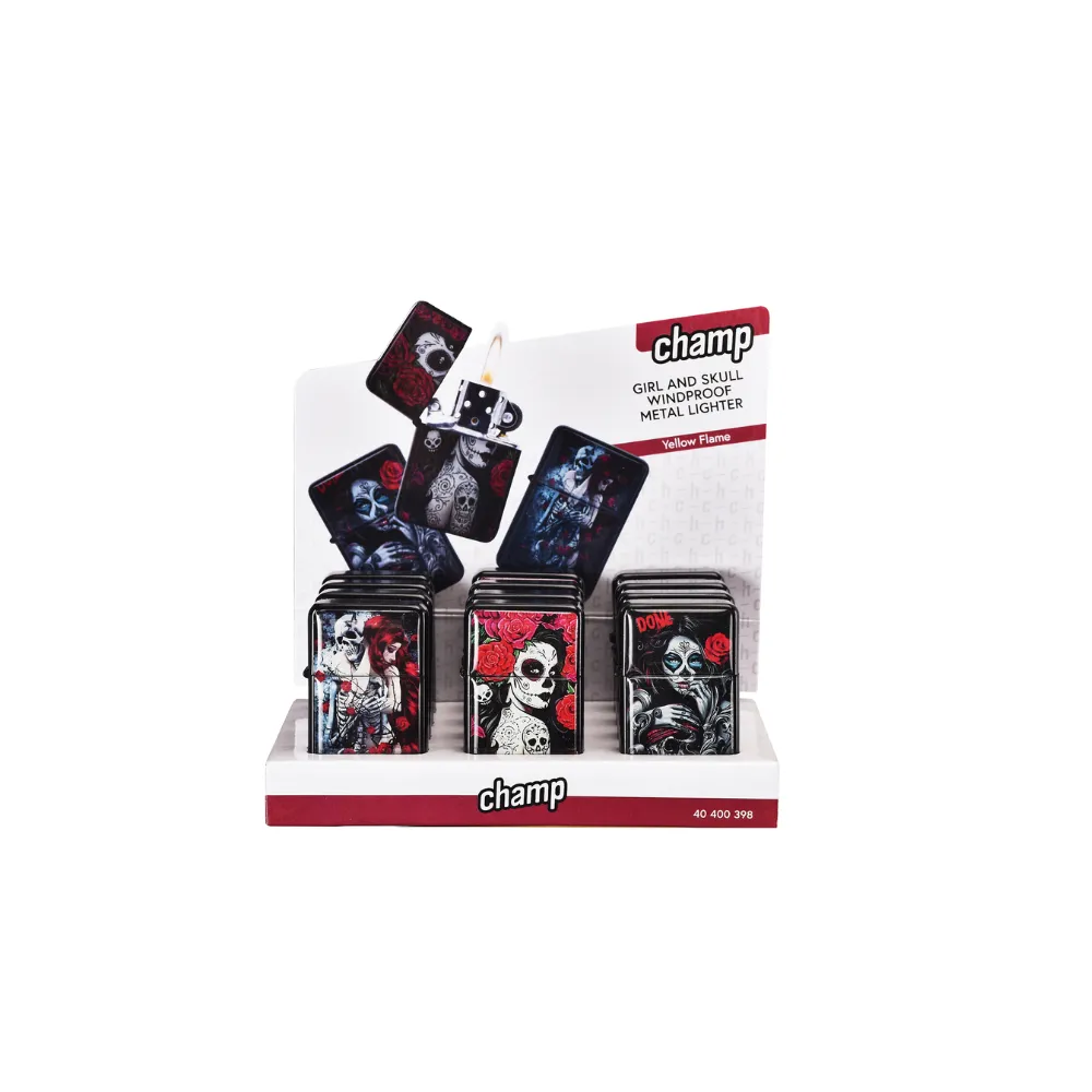 [400398] ENCENDEDOR CHAMP GASOLINA GIRL AND SKULL  C12